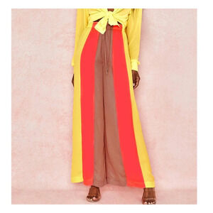 House of CB Margot Pants Wide Leg Color Block Semi Sheer Size XS NEW